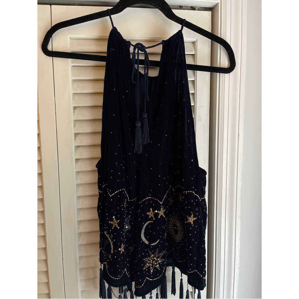 Free People beaded celestial velvet top